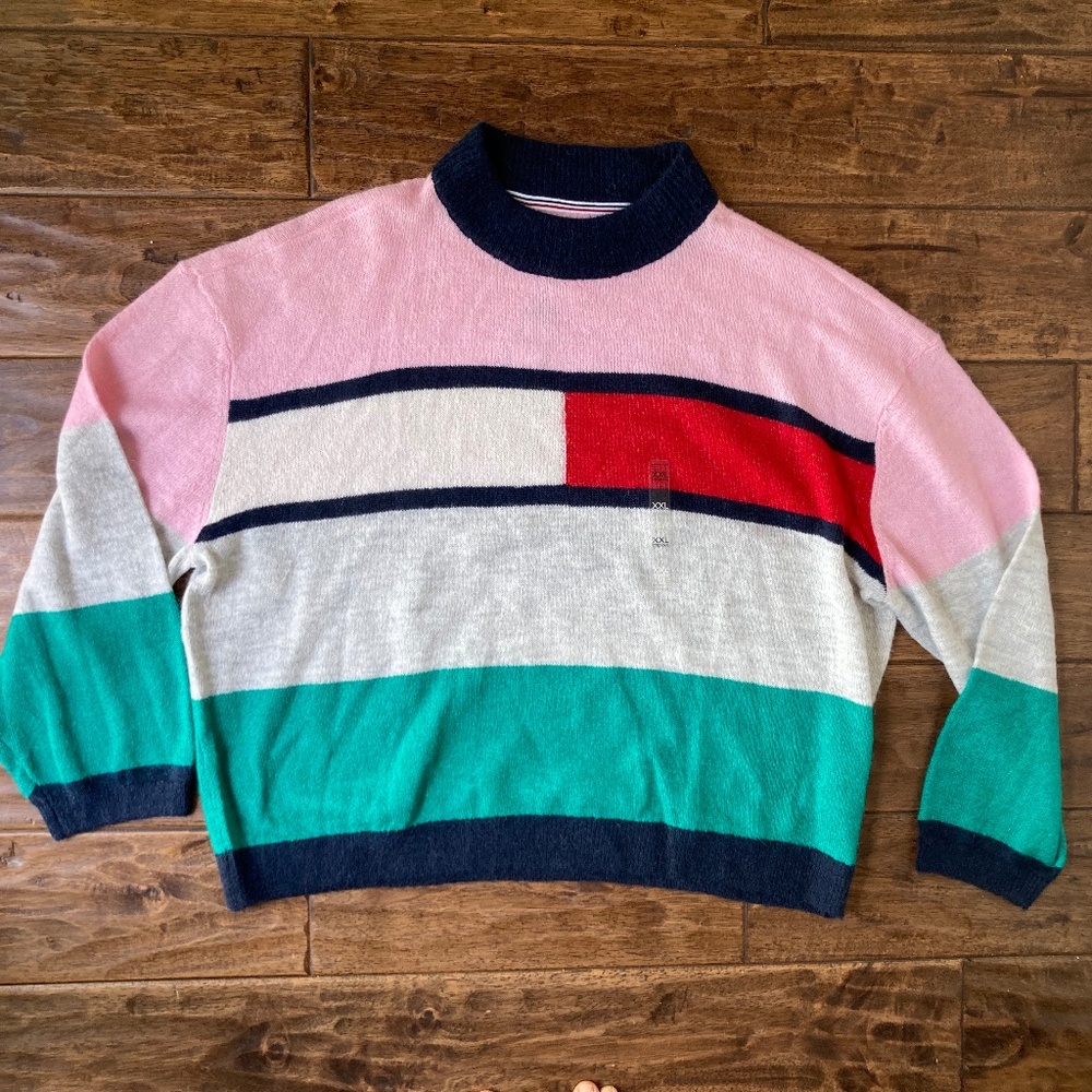 Tommy Hilfiger Jeans XXL Long Sleeve Striped Sweater Alpaca Wool Blend NWT